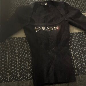 Bebe Black Rhinestone Logo Top